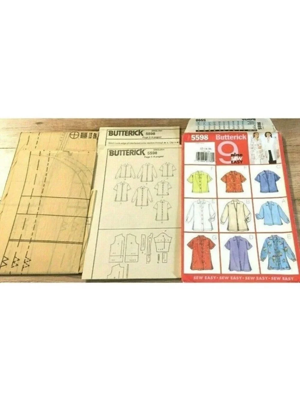 Vintage Sewing Pattern Butterick 5598 Misses Oversize Shirt Size 12-16 Spring UC